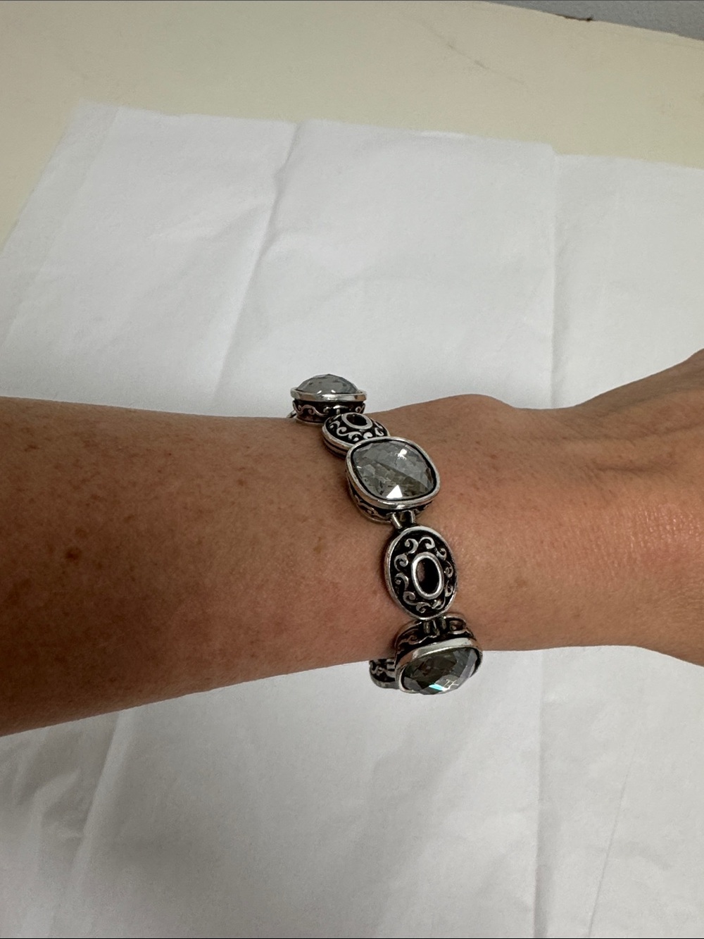 Brighton Silver-Tone Bracelet with Gray Stones